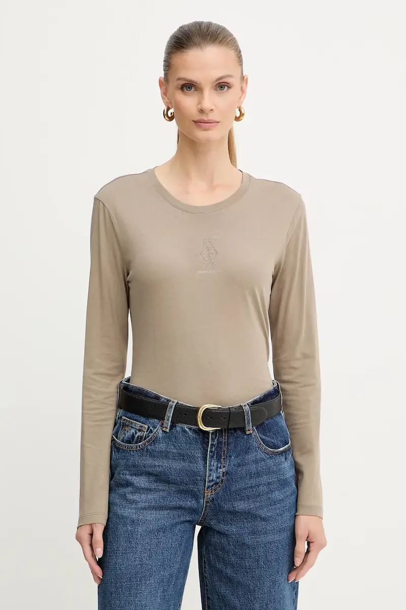 Armani Exchange top a maniche lunghe in cotone colore verde XW001350 AF17172