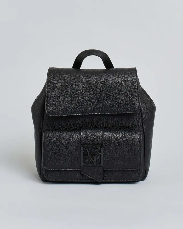 Armani Exchange Zaino color moro in similpelle con tasca esterna e chiusura con patta