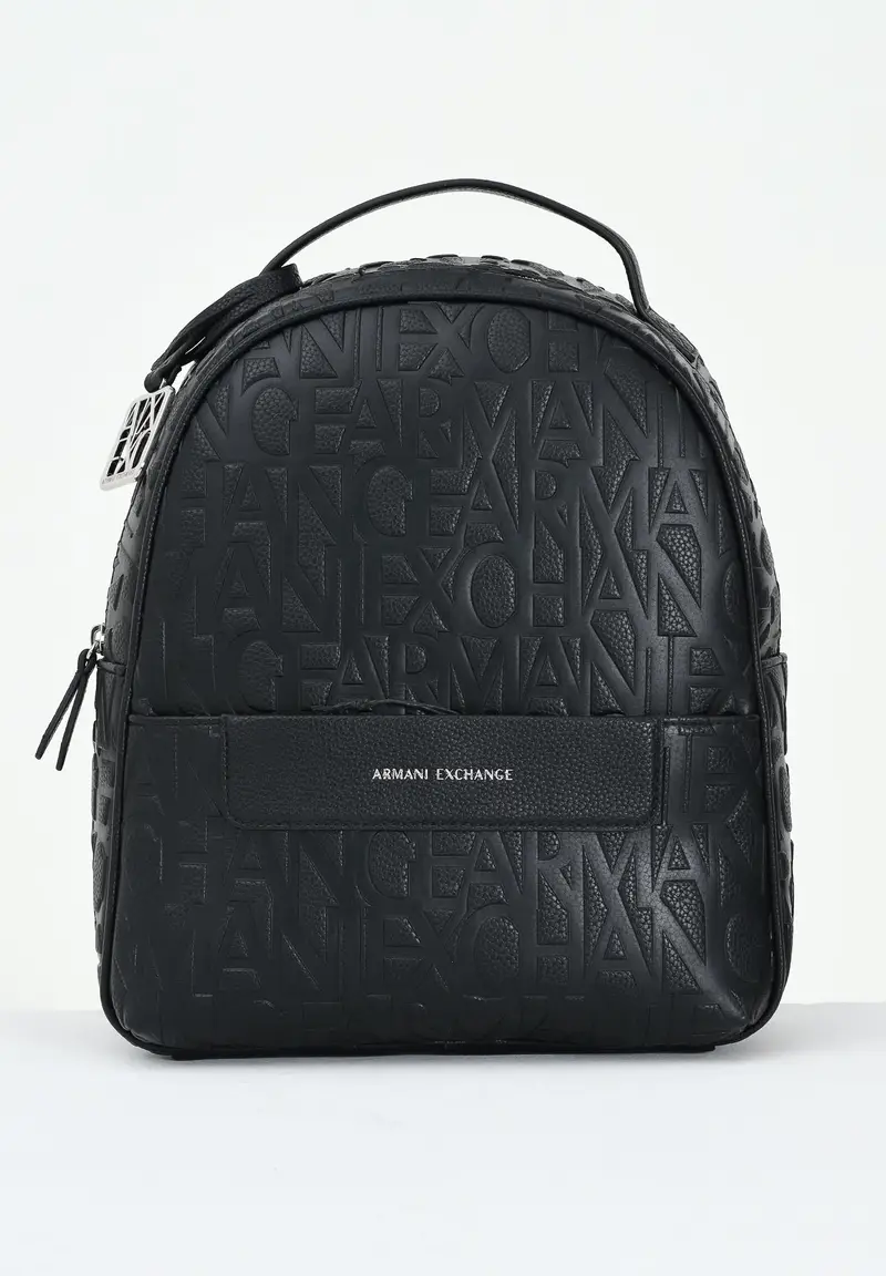 Armani Exchange Zaino nero da donna con logo all-over