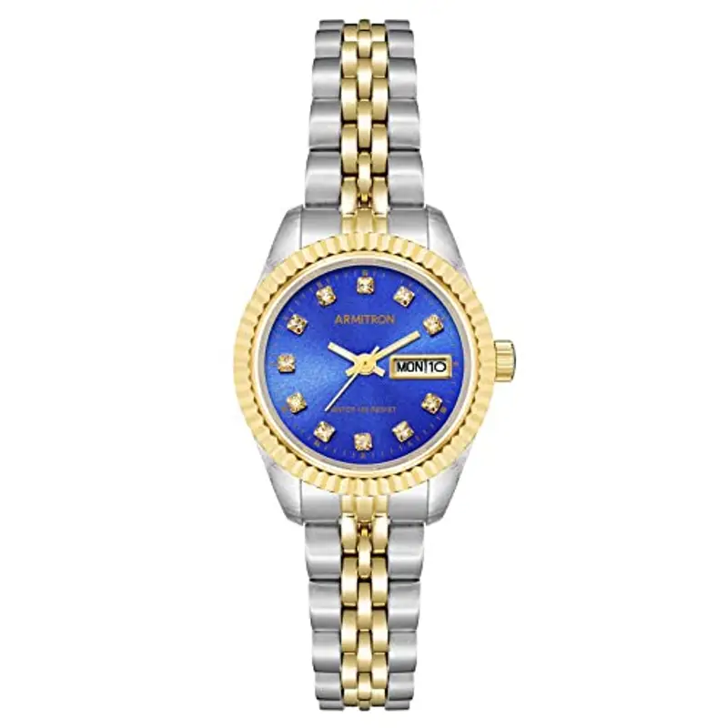 Armitron Orologio da polso da Donna, 75/2475, impreziosito da veri cristalli, funzione datario, Bicolore/Blu