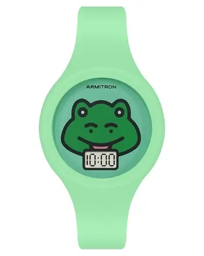 Armitron Orologio sportivo digitale da polso per bambini, quadrante con motivo animale, 47/1001, Verde