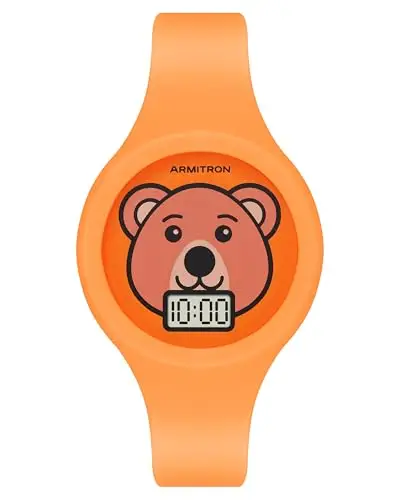 Armitron Orologio sportivo digitale da polso per bambini, quadrante con motivo animale, 47/1002, Arancia
