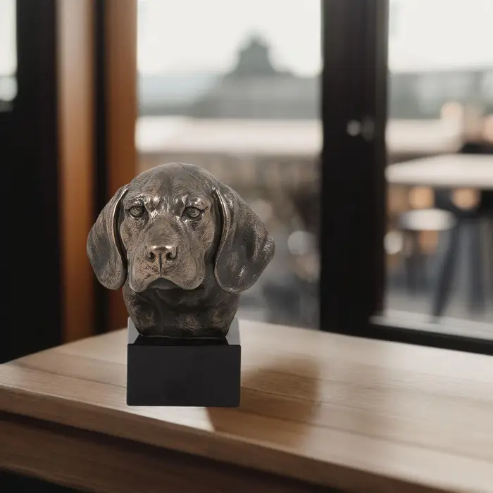 Beagle - Statua di cane, busto su base in pietra, scultura, trofeo per esposizione canina del marchio Art-Dog marrone miniatura 4