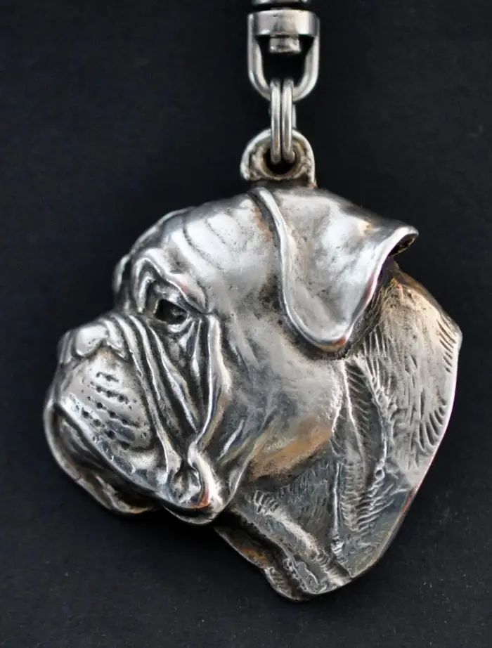 Bullmastiff - Portachiavi placcato argento con cane, decorazione per borsa, ciondolo per zaino della marca Art-Dog argento miniatura 3