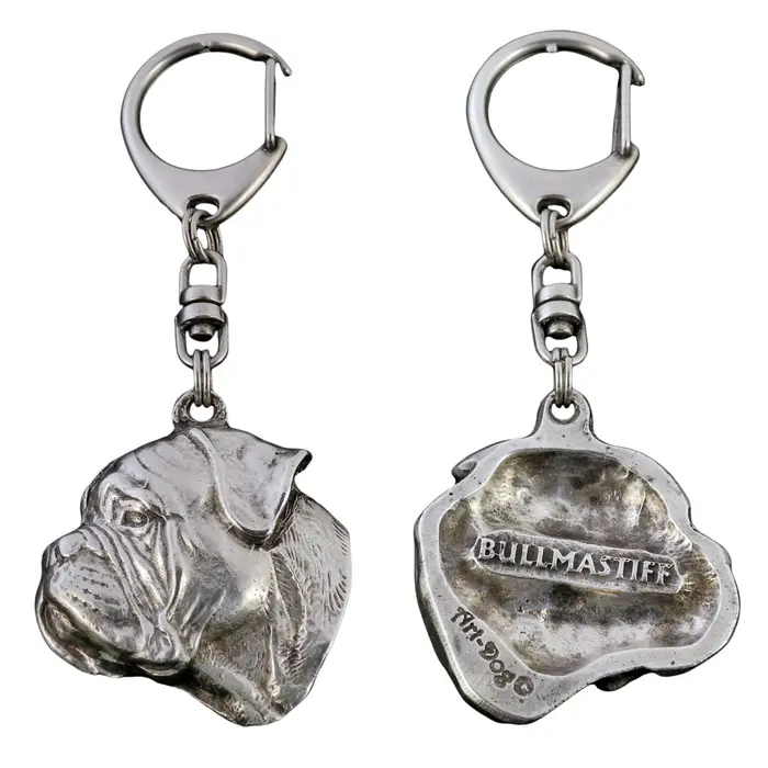 Bullmastiff - Portachiavi placcato argento con cane, decorazione per borsa, ciondolo per zaino della marca Art-Dog argento