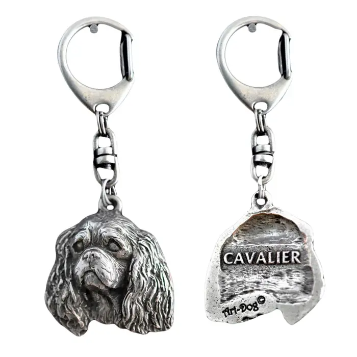 Cavalier King Charles Spaniel I - Portachiavi placcato argento con cane, decorazione per borsa, ciondolo per zaino della marca Art-Dog