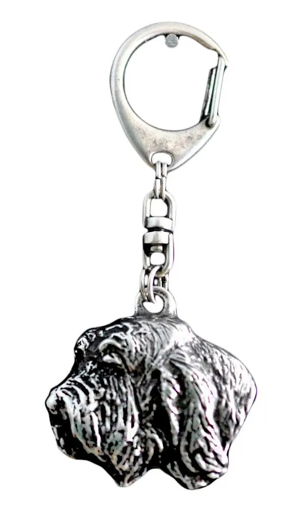 Petit Basset Griffon Vendéen - Portachiavi placcato argento con un cane in una scatola regalo, decorazione per borsa, ciondolo per zaino della marca Art-Dog argento miniatura 2