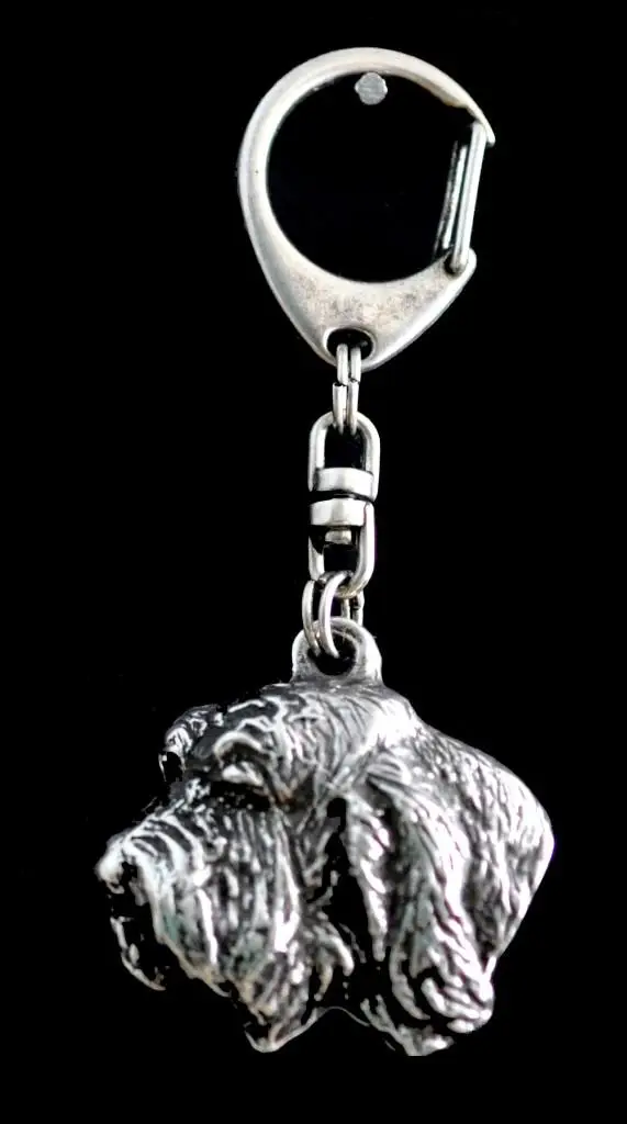 Petit Basset Griffon Vendéen - Portachiavi placcato argento con un cane in una scatola regalo, decorazione per borsa, ciondolo per zaino della marca Art-Dog argento miniatura 3