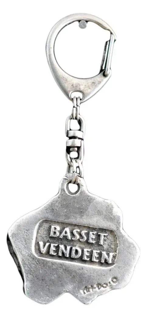 Petit Basset Griffon Vendéen - Portachiavi placcato argento con un cane in una scatola regalo, decorazione per borsa, ciondolo per zaino della marca Art-Dog argento miniatura 5