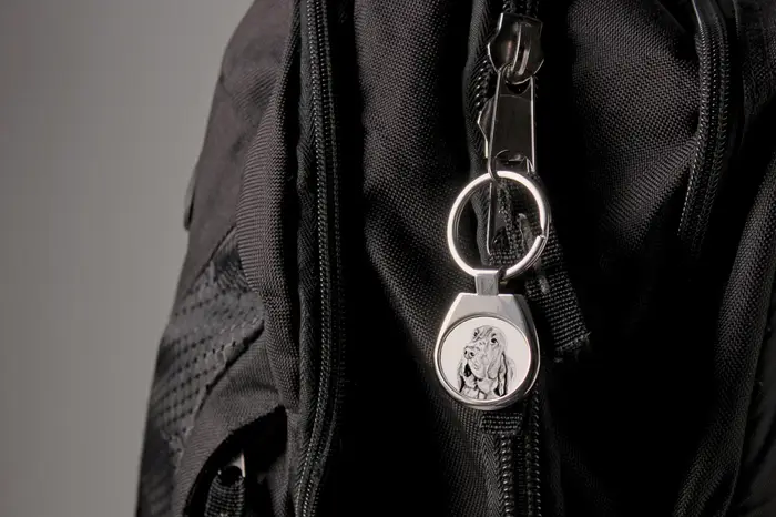 Segugio, St Hubert Hound, Sleuth-hound - portachiavi con cane, portachiavi con stampa, ciondolo personalizzato del marchio Art-Dog argento miniatura 3