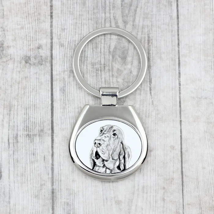 Segugio, St Hubert Hound, Sleuth-hound - portachiavi con cane, portachiavi con stampa, ciondolo personalizzato del marchio Art-Dog argento miniatura 5