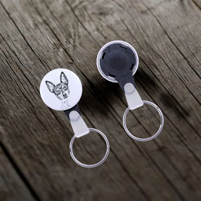 Toy Fox Terrier, American Toy Terrier, Amertoy - portachiavi con ritratto di cane, ciondolo con grafica Art-Dog del marchio miniatura 4