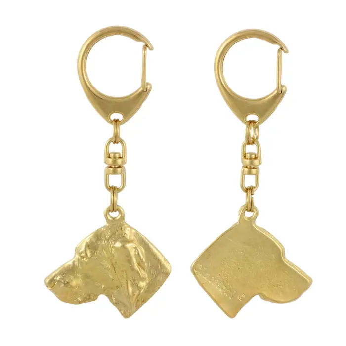 Vizsla, Pointer Ungherese a Pelo Corto - Portachiavi dorato con cane, decorazione per borsa, accessorio di lusso del marchio Art-Dog