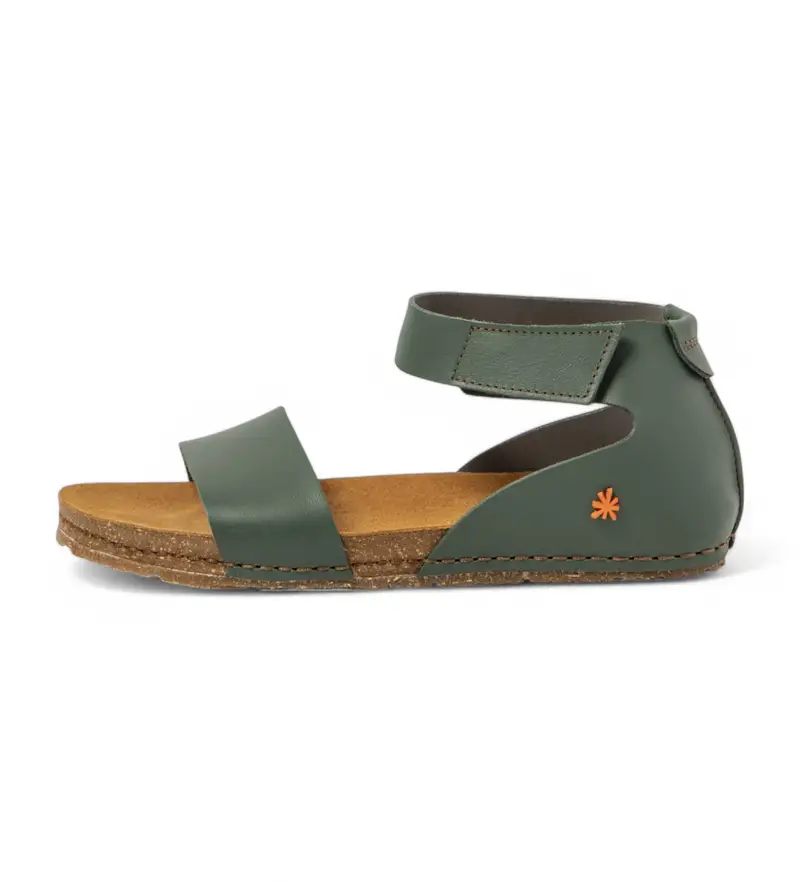 Art per donna. 103822DI0003_0G3 Sandali in pelle 0382 verde Creta, Basso, Velcro, Casual