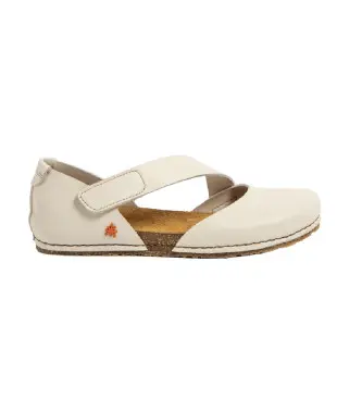 Art per donna 103842ZZ0003_020 Sandali in pelle 0384 Creta bianco sporco, Basso, Velcro, Casual