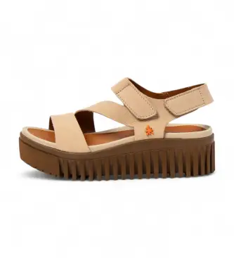 per donna 1157331GA003_0MU Sandali in pelle 1573 Brighton beige (40), 3 a 5cm, Velcro, Casual