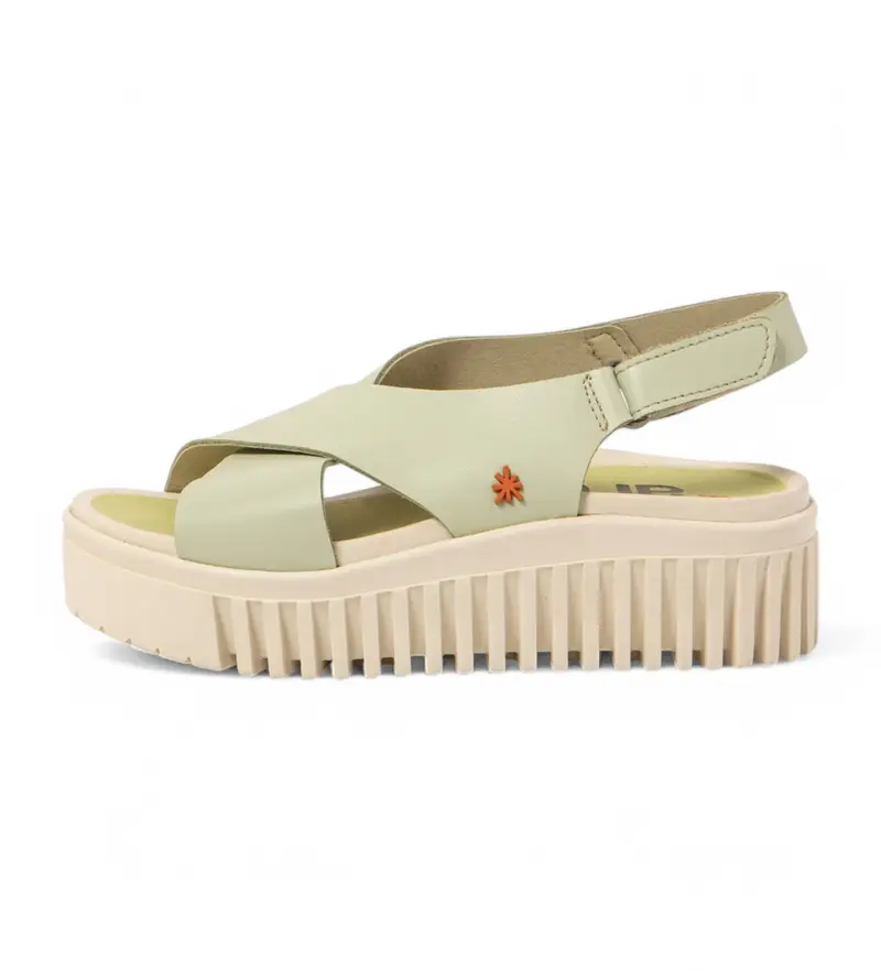 Art per donna. 1157421IC003_0G3 1574 Brighton Sandali in pelle verde lime, 3 a 5cm, Velcro, Casual