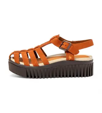 Art per donna 1157531GM003_0MU Sandali in pelle 1575 Brighton marrone, 3 a 5cm, Fibbia, Casual