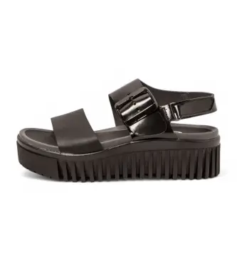 Art per donna 115781101003_001 1578 sandali in pelle nera Brighton, Nero, 3 a 5cm, Fibbia, Casual
