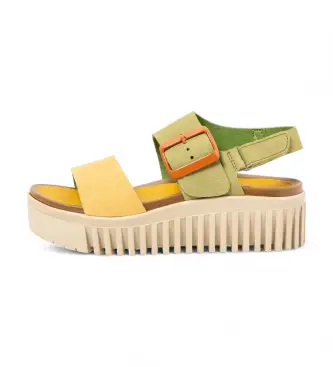 Art per donna 1157821GF003_0MU Sandali in pelle 1578 Brighton Green, 3 a 5cm, Fibbia, Casual, Multicolore, Verde