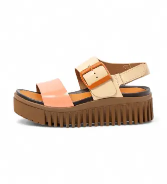 per donna 1157831F4003_0MU Sandali in pelle 1578 Brighton corallo (41), 3 a 5cm, Fibbia, Casual, Multicolore