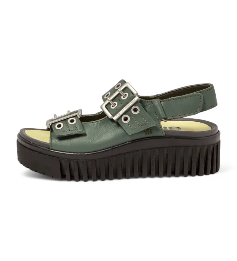 Art per donna. 1157911DI003_0G3 1579 sandali in pelle verde Brighton, 3 a 5cm, Fibbia, Casual