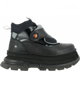 per donna 116431010003_001 Stivaletti Core 2 1643 in pelle nera - Altezza plateau 6,5 cm- (42), Nero, 5 a 8cm, Stringhe, Velcro, Casua