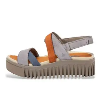 per donna 1167611GX003_0MU Sandali in pelle multicolore Brighton 1676 (38), 3 a 5cm, Velcro, Casual