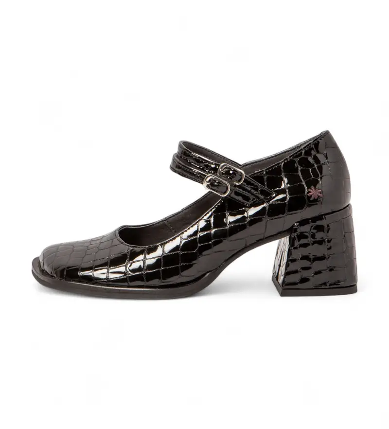 Art per donna. 117041201003_001 1704 Scarpe in pelle nera Verona, Nero, 5 a 8cm, Fibbia, Casual