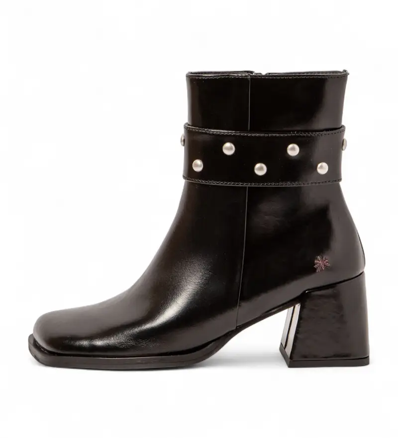 Art per donna. 11706S101003_001 Stivaletti in pelle nera lucida, Nero, 5 a 8cm, Cerniera, Classico