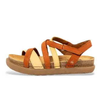 per donna 1171413GY003_0MU Sandali in pelle 1714 Rodi arancione, giallo (41), Basso, Velcro, Casual