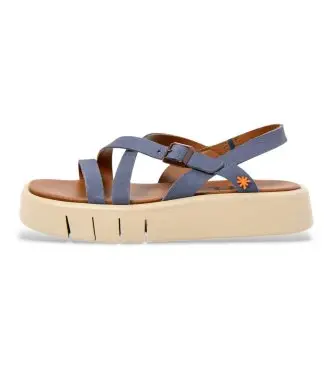 per donna 1185312NF003_0B0 Sandali in pelle 1853 Malaga blu (42), 3 a 5cm, Fibbia, Casual