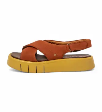 Art per donna 1185512MH003_006 Sandali in pelle arancione Malaga 1855, 3 a 5cm, Velcro, Casual