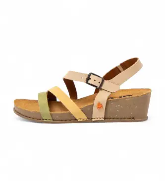 Art per donna 1193012Z2003_0MU Sandali in pelle beige "I Live" del 1930, 3 a 5cm, Fibbia, Casual Multicolore