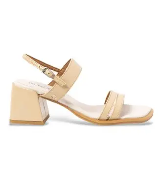 per donna 1201011KH003_082 Sandali in pelle beige Verona 2010 (42), 5 a 8cm, Fibbia, Casual, Classico