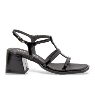 per donna 120111101003_001 Sandali Verona 2011 in pelle nera (41), Nero, 5 a 8cm, Fibbia, Casual, Da sera