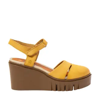 per donna 120831224003_024 Sandali in pelle Roma 2083 gialli (41), 8 a 10cm, Velcro, Casual, Giallo Naturale