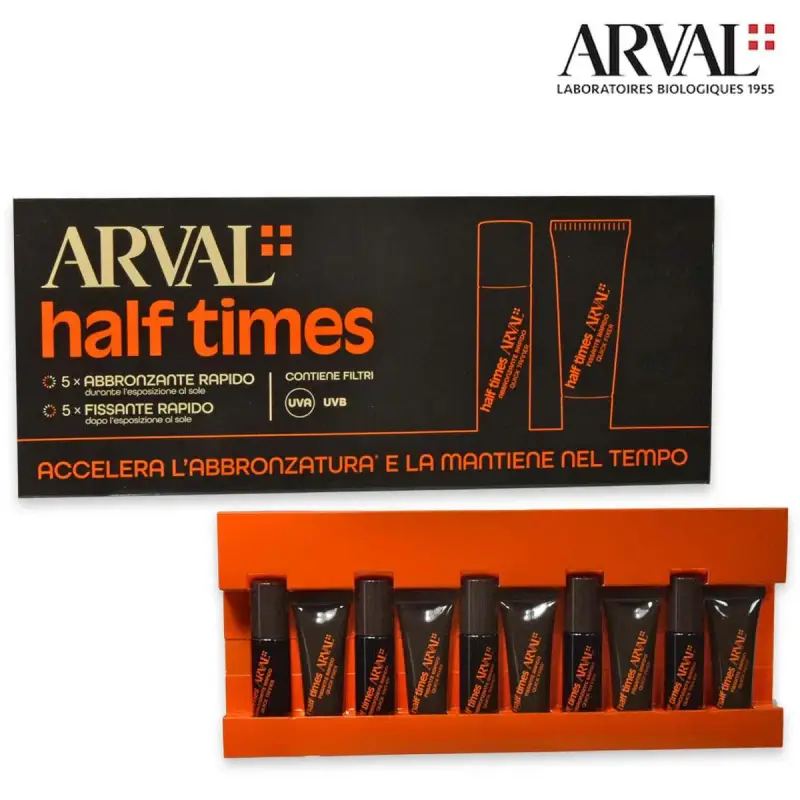 Arval half times 5 fiale abbronzanti + 5 fiale fissante rapido 10ml