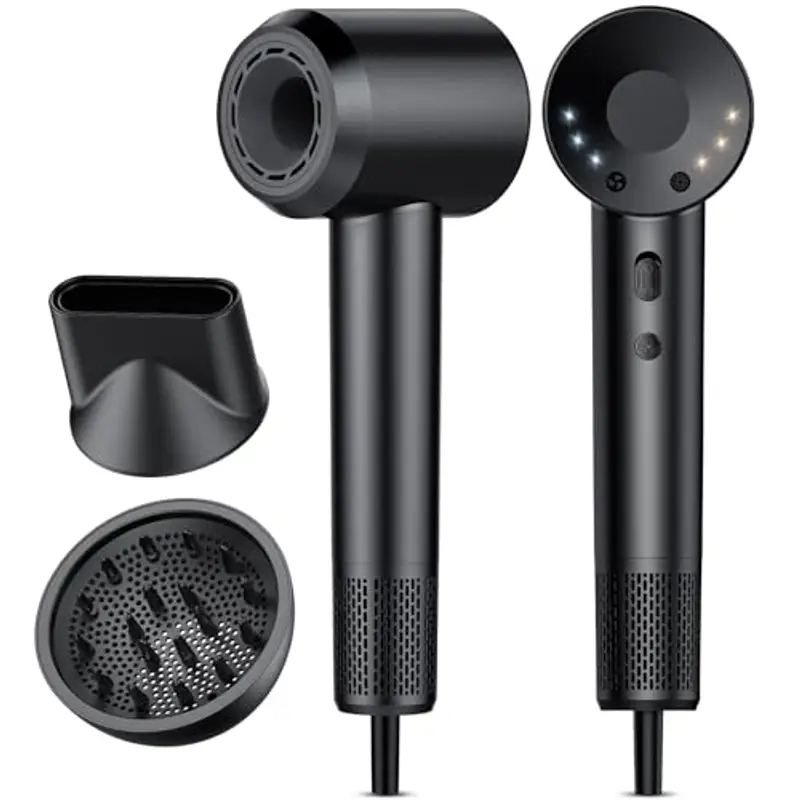 aowoka Asciugacapelli, 160.000 Giri/min Phon Capelli Professionale con 500 Milioni Ioni Negativi, 3 Velocità & 4 Temperature