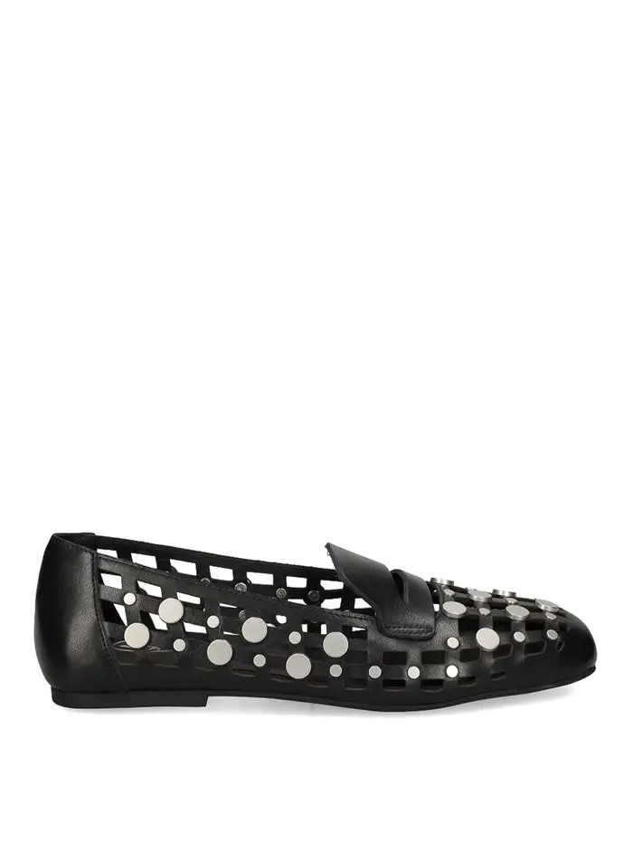 Ash Ballerina piatta Bali in pelle nera traforata Nero