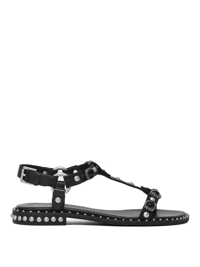 Ash Sandali Podium In Pelle Con Borchie Nero