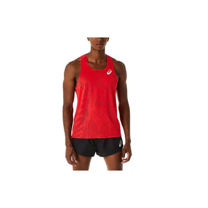 Canotta Asics Actibreeze Jacquard Mesh Traspirante Asciugatura Rapida Uomo Top Rosso 2091A614-602 M