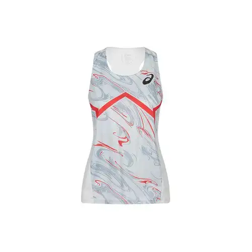 ASICS Canotta Sportiva Senza Maniche Traspirante Stampata Lavorata a Maglia da Donna top Grigio 2092A386-022