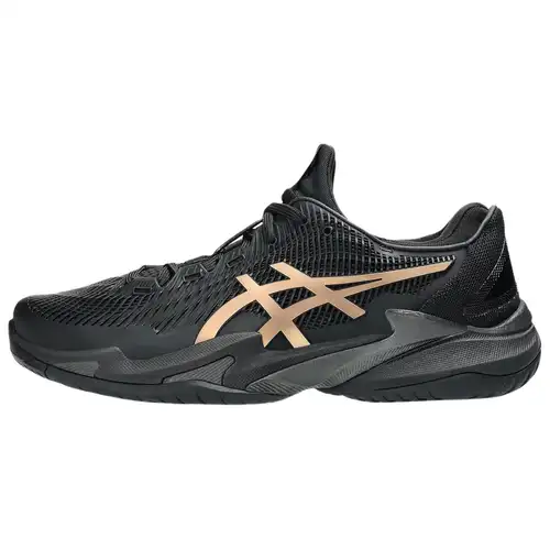 ASICS Court FF 3 Novak Pacchetto Energia Notturna Scarpe da Ginnastica da Uomo Nero Oro Prisma 1041A527-960