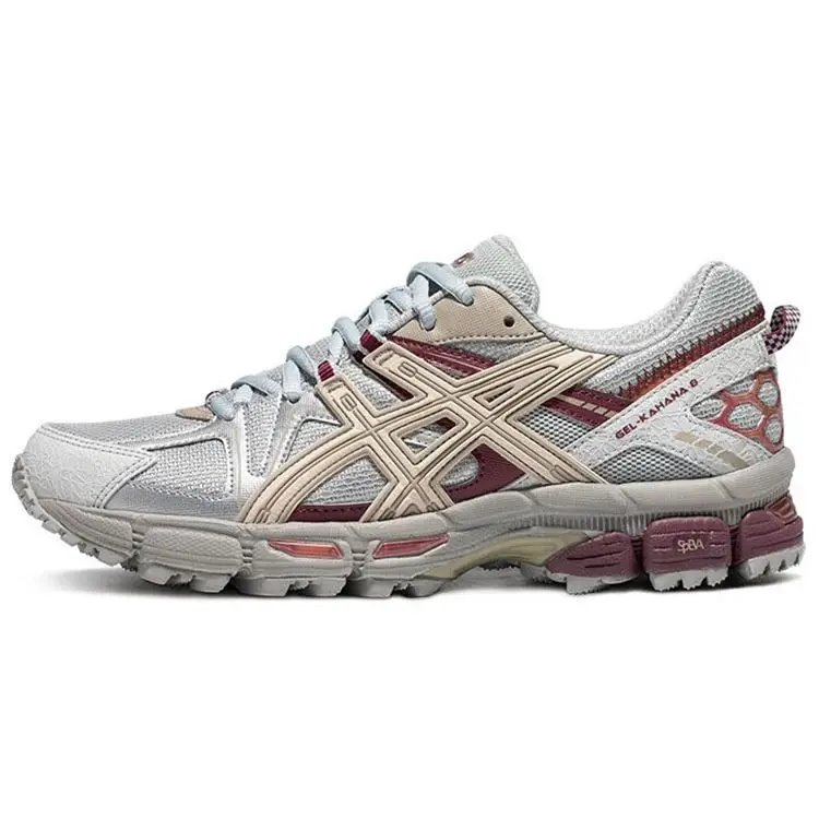 ASICS Gel-Kahana 8 Tessuto Funzionale Pelle Sintetica Resistente Scarpe Casual Basse da Trail Running Donna sneaker Grigio Rosso