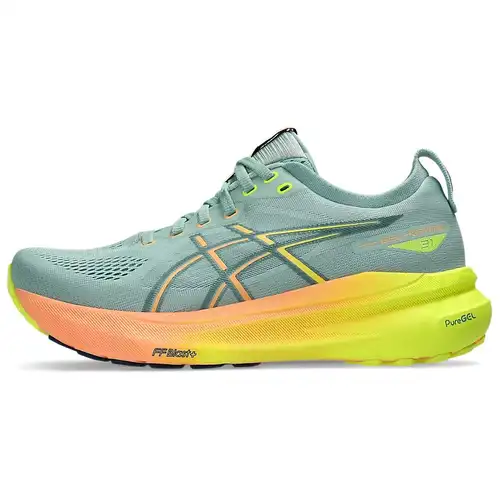 ASICS Gel Kayano 31 Paris Scarpe da Ginnastica da Donna Teal Light-Celadon Giallo Sicurezza 1012B745-750 37 5