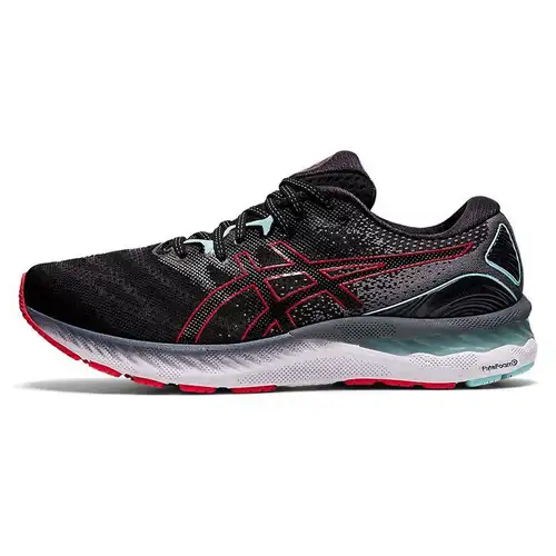 ASICS Gel Nimbus 23 2E Larghe Nero Rosso Elettrico Scarpe da Ginnastica da Uomo 1011B006-007