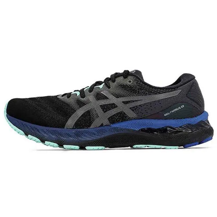 ASICS Gel-Nimbus 23 Stabilità Tessuto Professionale Pelle Sintetica Scarpe da Corsa Maratona Basse Uomo sneaker Nero Blu 1011B414-001 41 5