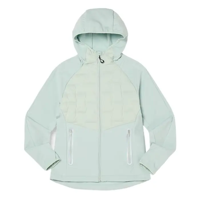 Giacca invernale con cappuccio e zip Asics a maniche lunghe in piuma da donna Verde acqua 2012D390-300 M