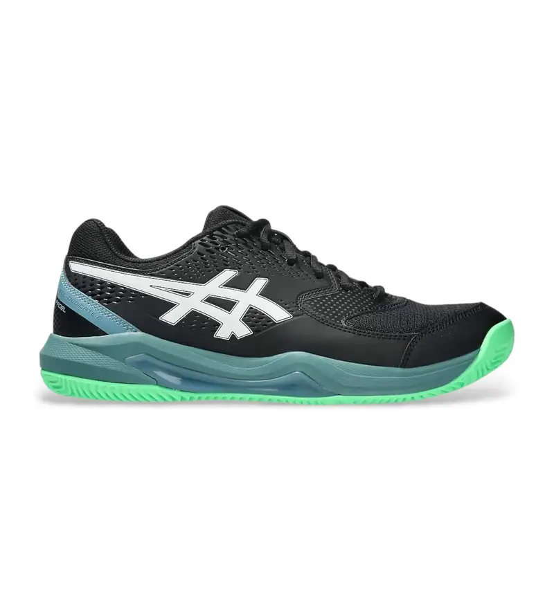 Asics per uomo 1041A414 Scarpe da padel Gel-Dedicate 8, nere e verdi, Nero, Basso, Stringhe, Casual, Sportivo, Multisport Pelle